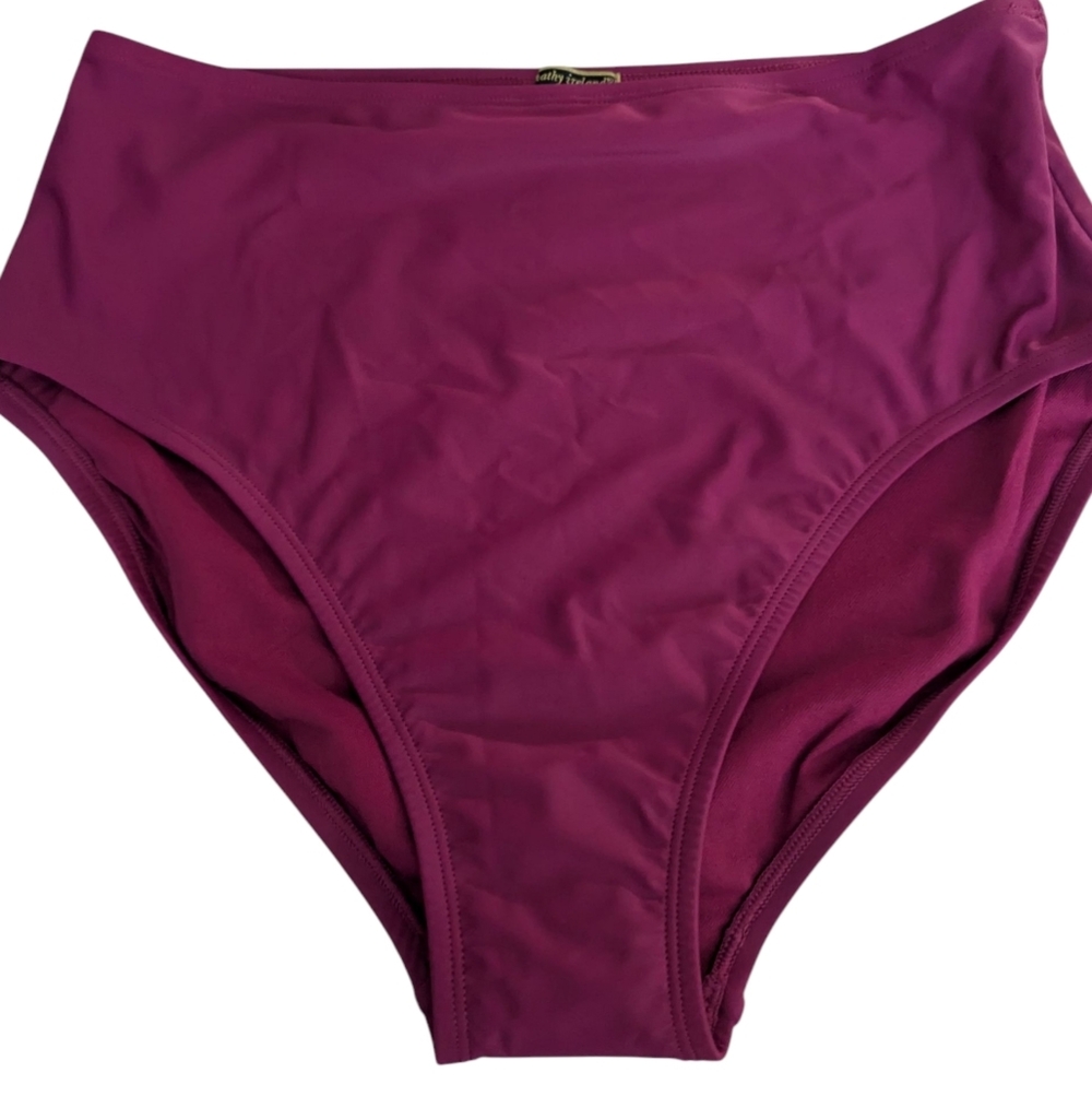 NWT, High-Waisted Magenta Bikini Bottoms By Kathy Ireland Sz L #G7